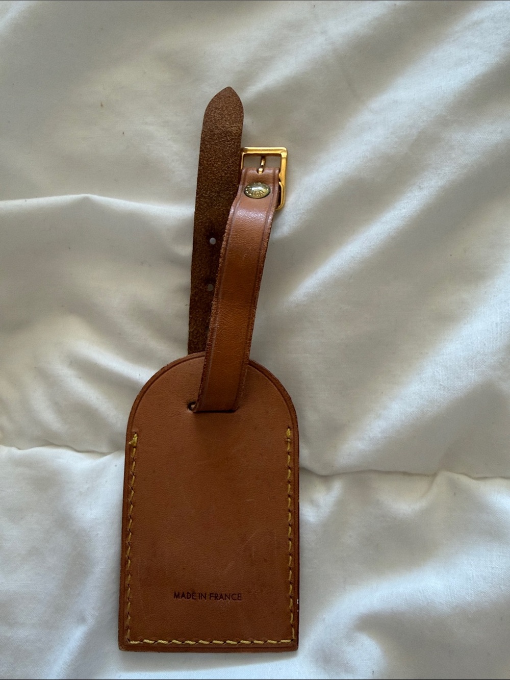Louis Vuitton Brown Leather Luggage Tag with Gold Buckle - Picture 2 of 6